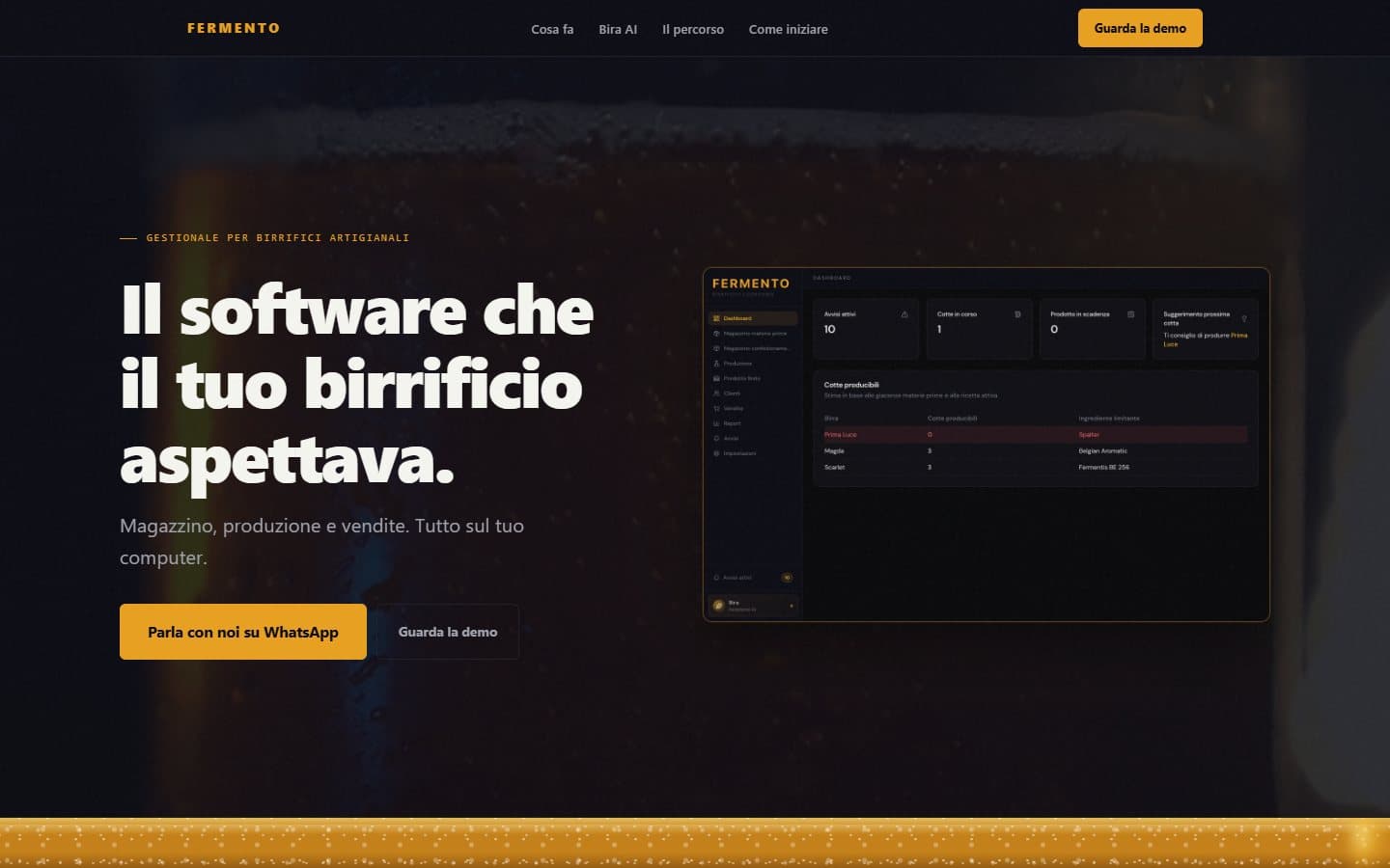 Fermento — sito — schermata del progetto